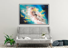 Load image into Gallery viewer, Blue White Gold Pink Abstract Canvas Art Contemporary Art Kp116
