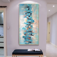 Load image into Gallery viewer, Blue White Pink Abstract Acrylic Painting Modern Art Wp079
