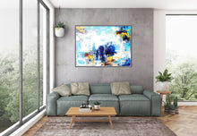 Load image into Gallery viewer, Blue White Yellow Abstract Painting Coloful Paintings On Canvas Kp119
