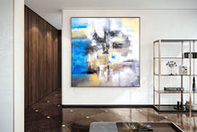 Load image into Gallery viewer, Blue White Yellow Abstract Painting for Living Room Kp102
