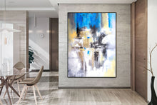 Load image into Gallery viewer, Blue White Yellow Abstract Painting for Living Room Kp102
