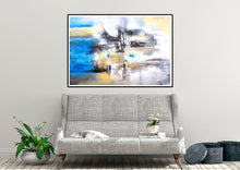 Load image into Gallery viewer, Blue White Yellow Abstract Painting for Living Room Kp102
