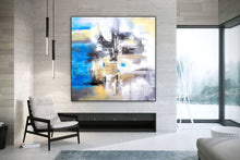 Load image into Gallery viewer, Blue White Yellow Abstract Painting for Living Room Kp102
