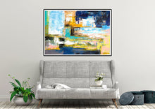 Load image into Gallery viewer, Blue White Yellow Contemporary Painting Original Abstract Art Kp078
