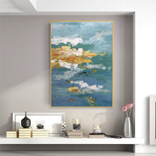 Load image into Gallery viewer, Blue Yellow White Abstract Painting Original Contemporary Painting Sp089
