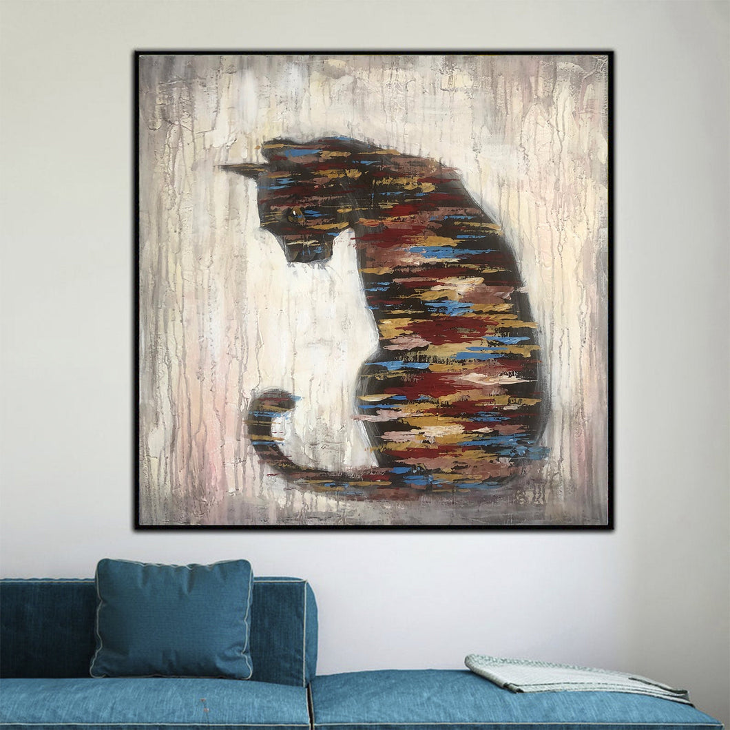 Cat Painting Abstract Animal Painting Living Room Art Sp042