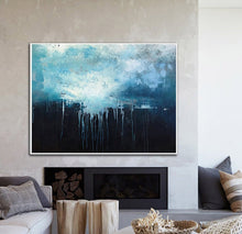 Load image into Gallery viewer, Dark Blue Abstract Canvas Painting Sky Landscape Oil Painting Sp079
