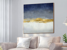 Load image into Gallery viewer, Deep Blue White Gold Minimalist Abstract Painting For Office Sp003
