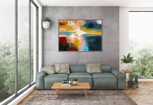 Load image into Gallery viewer, Deep Blue Yellow Pink Painting on Canvas Contemporary Abstract Art Kp081
