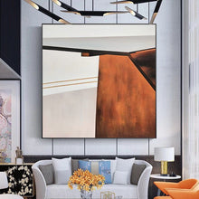 Load image into Gallery viewer, Geometric Brown Acrylic Painting Grey Handmade Color Split Joint Oil Painting Wp006
