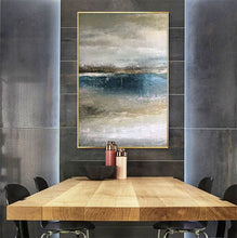 Load image into Gallery viewer, Gold Abstract Painting Modern Abstract Grey Blue Acrylic Painting Wp042
