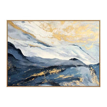 Load image into Gallery viewer, Gold Leaf Painting Navy Blue Snow Mountain Abstract Wall Art Wp061
