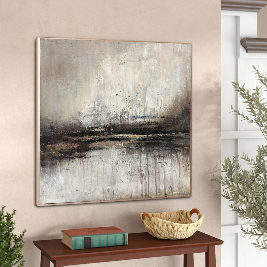 Gray White Brown Abstract Painting Living Room Artwork Sp024
