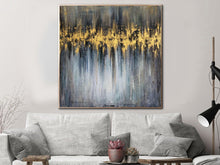 Load image into Gallery viewer, Gray Abstract Painting Gold Leaf Art Original Office Decor Contemporary Art Sp032
