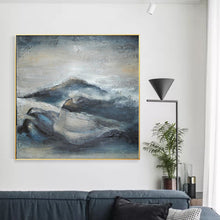 Load image into Gallery viewer, Gray Abstract Painting Landscape Blue Black Mountain Painting Wp022
