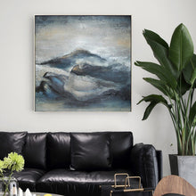 Load image into Gallery viewer, Gray Abstract Painting Landscape Blue Black Mountain Painting Wp022
