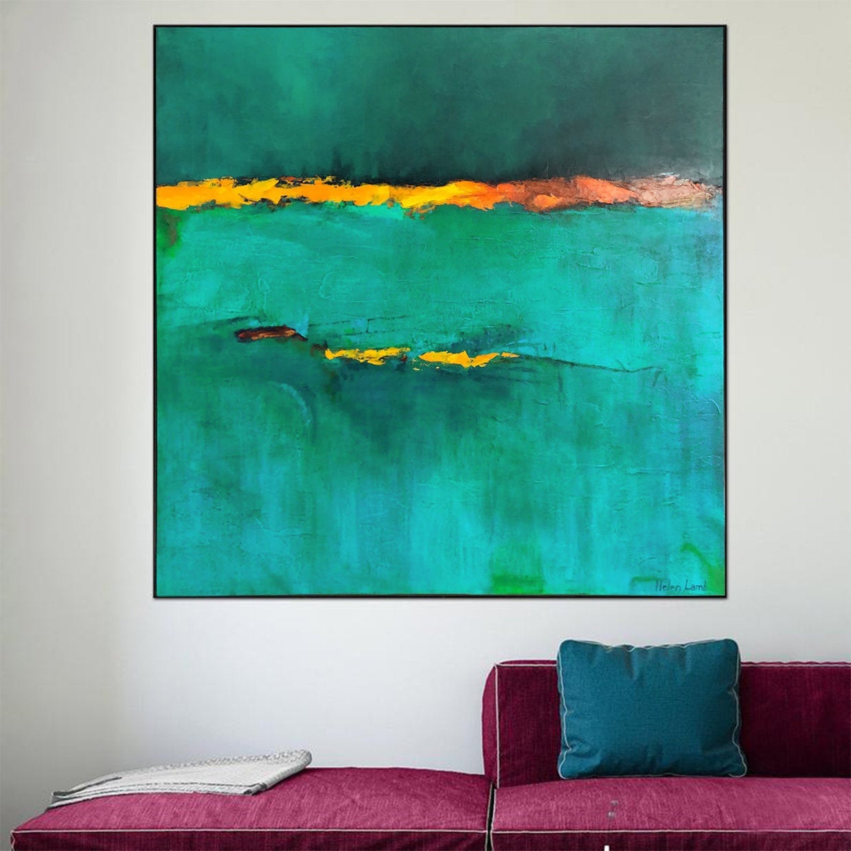 Large Colorful Abstract, Calm Spring Colors, Blue Green store Painting, Abstract Art Canvas Print, Contemporary Art up to 50