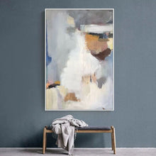 Load image into Gallery viewer, Grey White Abstract Painting Brown Canvas Painting Wp018
