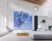 Load image into Gallery viewer, Jackson Pollock style Blue Abstract Painting Living Room Wp027
