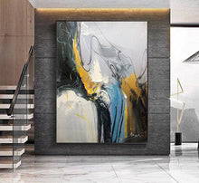 Load image into Gallery viewer, Minimalist Gold Abstract Modern Gray Painting Blue Painting Sofa Wall Art Kp113
