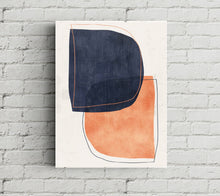 Load image into Gallery viewer, Orange Deep Blue Geometric Colorful Abstract Canvas Painting Sp054

