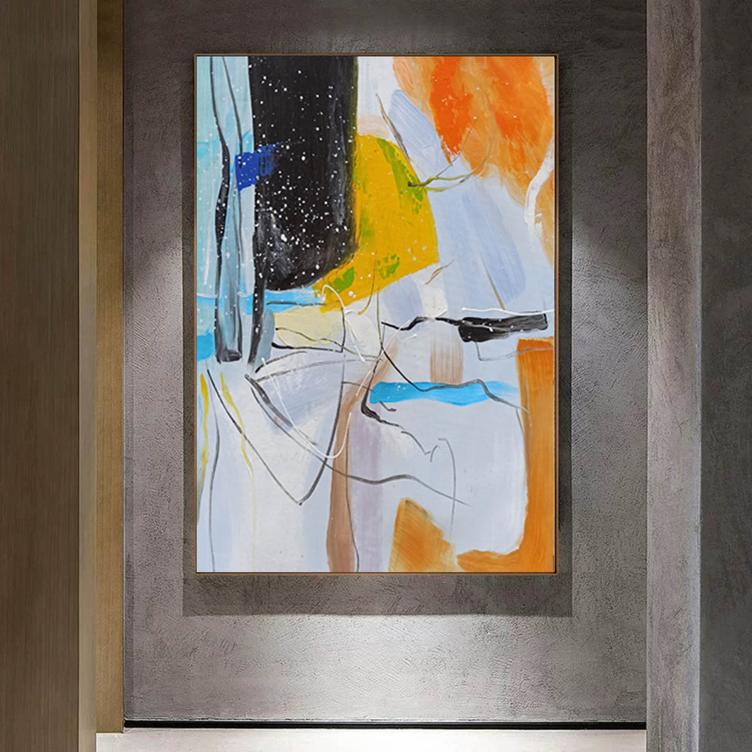 Orange White Yellow Abstract Acrylic Painting Modern Art Wp080