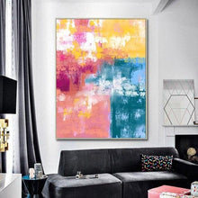 Load image into Gallery viewer, Pink Blue Yellow Abstract Painting for Decor Colorful Painting Kp100
