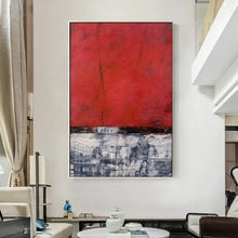 Load image into Gallery viewer, Red Abstract Painting Grey White Acrylic Painting Oversize Wp075

