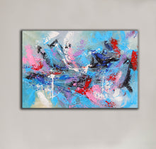 Load image into Gallery viewer, Red Blue Black Painting Original Jackson Pollock style Wp048
