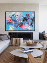 Load image into Gallery viewer, Red Blue Black Painting Original Jackson Pollock style Wp048
