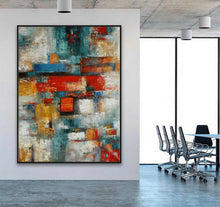 Load image into Gallery viewer, Red Blue Colorful Texture Modern Contemporary Abstract Painting Wp039
