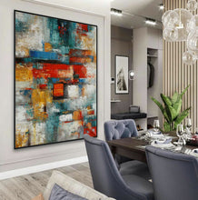 Load image into Gallery viewer, Red Blue Colorful Texture Modern Contemporary Abstract Painting Wp039
