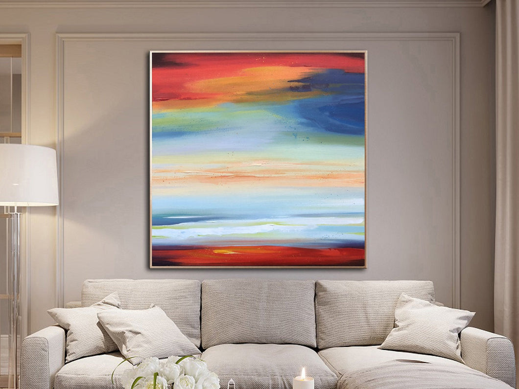 Red Blue Orange Abstract Painting On Canvas For Office Living Room Sp034