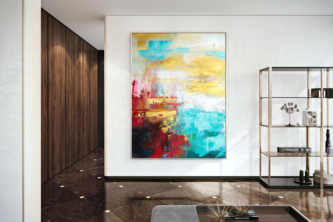 Red Blue Yellow Unique Painting Art Modern Wall Canvas Kp080