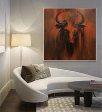 Load image into Gallery viewer, Red Bull Painting Abstract Animal Painting Oversized Wall Paintings Sp028
