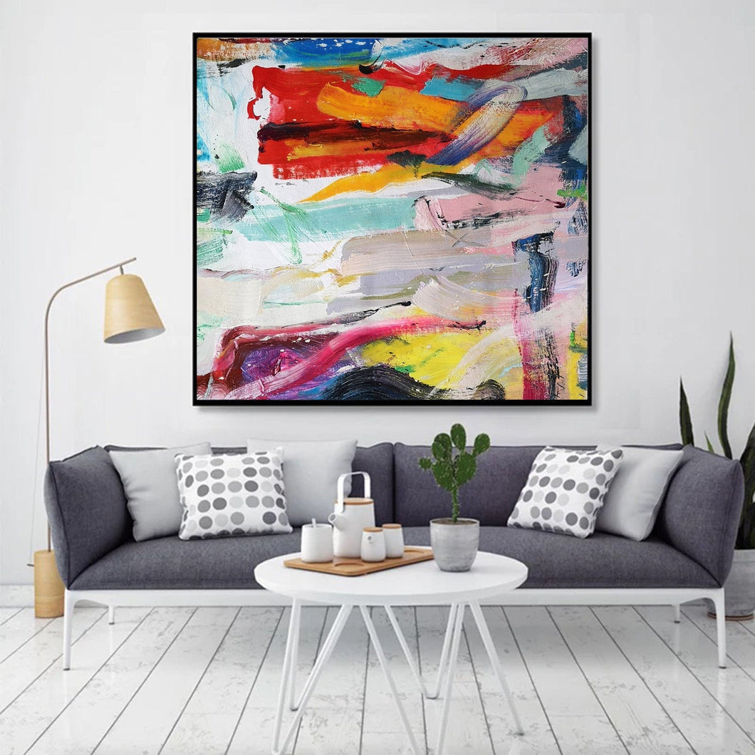 Red Orange Yellow Abstract Painting Oversized Canvas Art Wp046