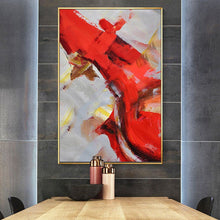 Load image into Gallery viewer, Red Palette Knife Painting on Canvas Yellow Brown Canvas Art Wp010
