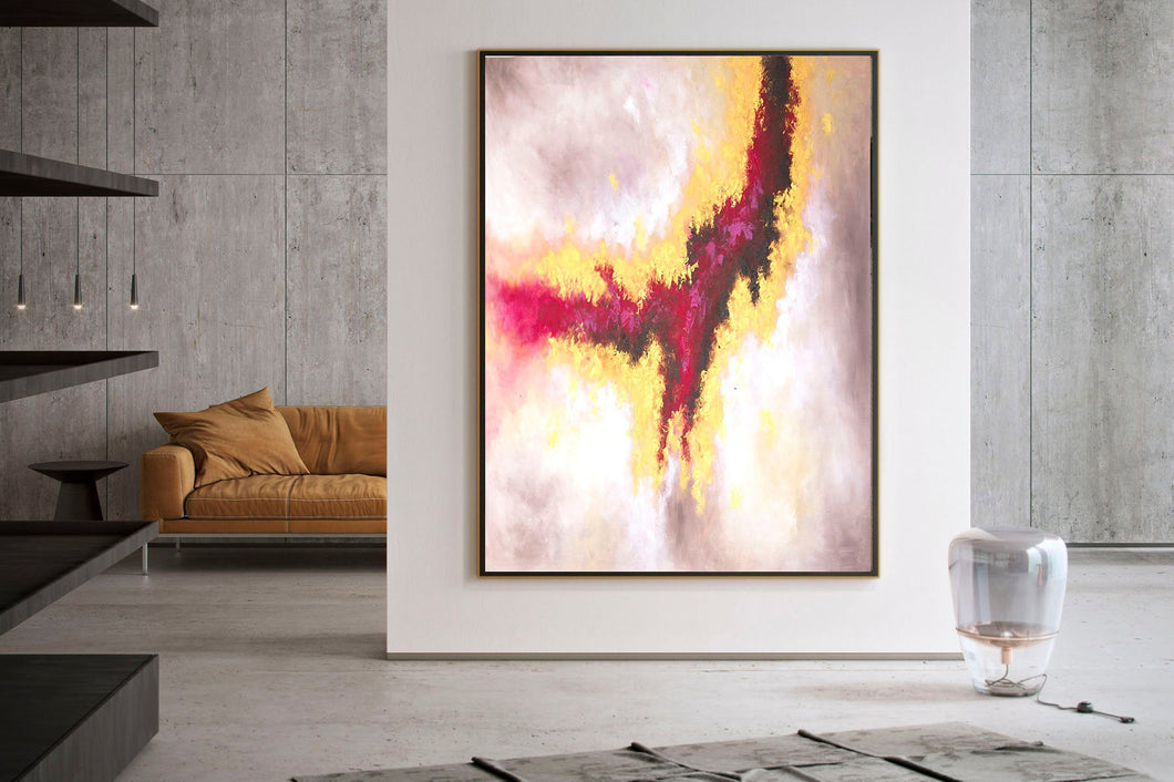 Red Pink Gold Abstract Painting Contemporary Art Kp090