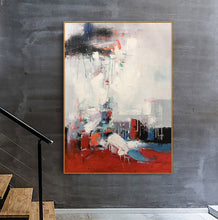 Load image into Gallery viewer, Red White Gray Abstract Painting Palette Knife Art Painting Sp090
