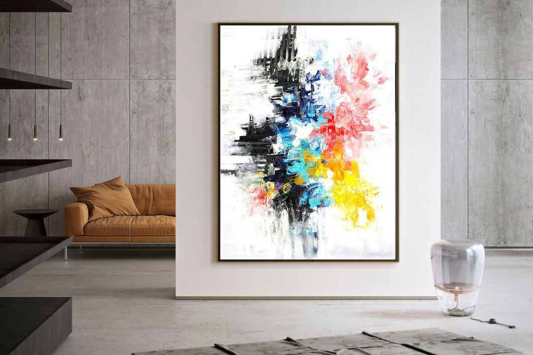 Red Yellow Blue Abstract Painting Coloful Paintings On Canvas Kp120