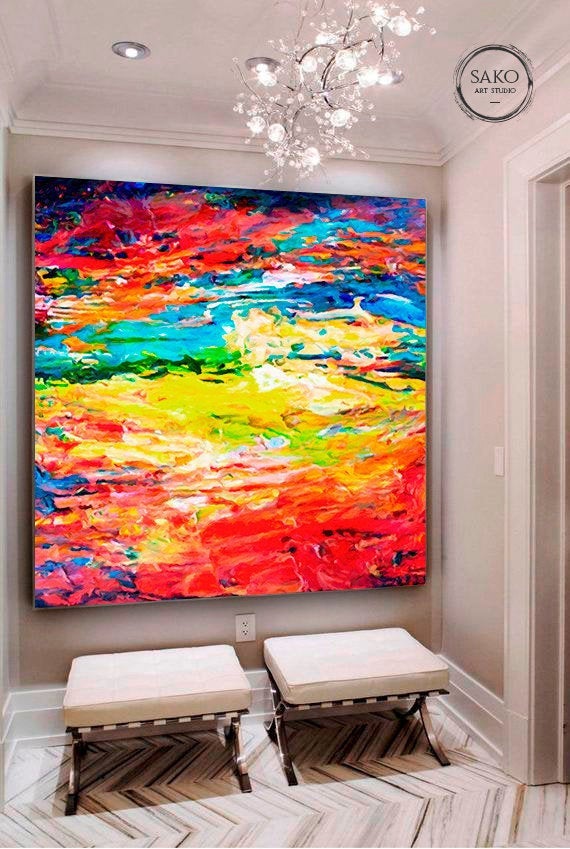 Red Yellow Blue Abstract Painting Contemporary Art Decor Sp006