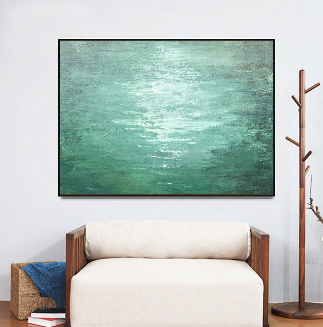 Springs Water Painting Green Abstract Painting On Canvas Wp028
