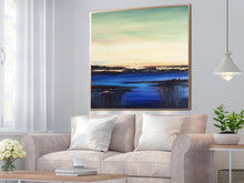 Load image into Gallery viewer, Sunset Painting Blue Gold Leaf Abstract Painting For Living Room Office Sp031
