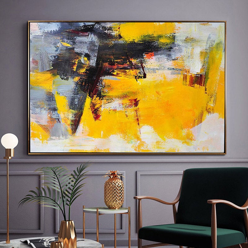 Yellow Abstract Painting Living Room Art Canvas Painting Sp111