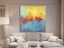 Load image into Gallery viewer, Yellow And Blue Abstract Painting Sunset Art On Canvas Sp058
