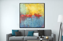 Load image into Gallery viewer, Yellow And Blue Abstract Painting Sunset Art On Canvas Sp058
