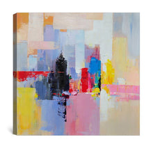 Load image into Gallery viewer, Yellow Blue Red Palette Knife Painting on Canvas Cityscape Wp038
