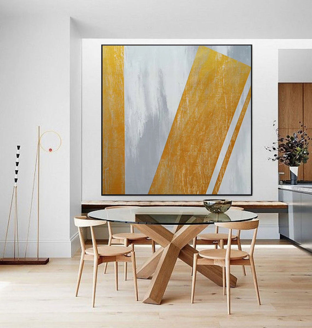 Yellow Gray Abstract Painting Oversized Wall Art Sp076