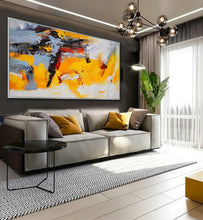 Load image into Gallery viewer, Yellow Gray White Abstract Painting Palette Knife Painting Sp067
