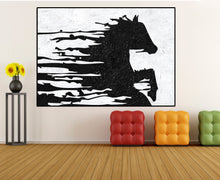 Load image into Gallery viewer, Black and White Horse Painting Canvas Wall Art Fp022
